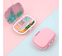 ACWOO Pill Box Organiser, 1Pcs Portable Medicine Storage Box with 8 Compartments, Pill Case Pill Dispenser to Hold Vitamins, Cod Liver Oil, Supplements and Medication for Travel & Work (Pink)