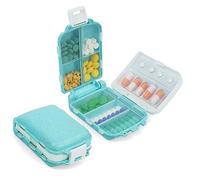 ACWOO Pill Box Organiser, 3 Layer Portable Medicine Storage Box with 8 Compartments, Pill Case Pill Dispenser to Hold Vitamins, Cod Liver Oil, Supplements and Medication for Travel & Work (Blue)