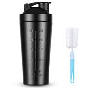 ACWOO Protein Shaker Bottle with Stainless Steel Mixing Ball 900ml, Stainless Steel Protein Shaker Cup, Gym Shaker Bottle, Protein & Supplement Shaker Bottle, Leak Proof Metal Sports Water Bottle