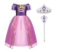 ACWOO Rapunzel Princess Dress, Princess Rapunzel Party Dress Costume with Wand and Crown, Princess Dress Up Cosplay Costume for Girls, Girls Fancy Dress for Halloween, Christmas, Birthday Party