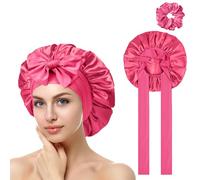 ACWOO Satin Bonnet, Soft Silk Bonnet Hair Wrap for Sleeping, Night Hair Sleep Cap with Elastic Band, Hair Bonnet for Bath, Hair Care Head Cover Hat for Women Girls Long, Straight and Curly Hair