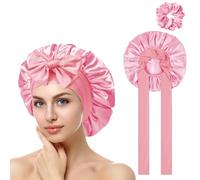 ACWOO Satin Bonnet, Soft Silk Bonnet Hair Wrap for Sleeping, Night Hair Sleep Cap with Elastic Band, Hair Bonnet for Bath, Hair Care Head Cover Hat for Women Girls Long, Straight and Curly Hair