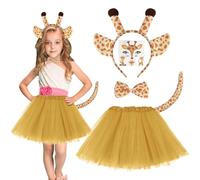 ACWOO Tiger Costume for Kids, 5PCS Animal Costume Set with Accessories, Animal Tutu Dress for Kids Girls Carnival Cosplay Christmas Party