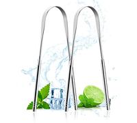 ACWOO Tongue Scraper, 2 Pack Stainless Steel Tongue Cleaners, Tongue Cleaner Tool for Oral Hygiene, Fresh Breath, and Reduce Bad Breath, Reusable Tongue Scrapers for Adults
