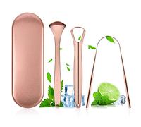 ACWOO Tongue Scraper, 3 Pack Stainless Steel Tongue Cleaners with Travel Case, Tongue Cleaner Tool for Oral Hygiene, Fresh Breath, and Reduce Bad Breath, Reusable Tongue Scrapers for Adults