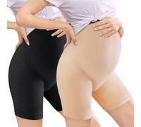 ACWOO Women's Maternity Knickers, 2PCS High Waist Stretchable Pregnancy Panties, Soft Breathable Under The Bump Pregnancy Postpartum Underwear, Pregnancy Seamless Overbelly Flat Leg Pants