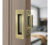 AcxdJnye Pocket Door Hardware,Recessed Finger Flush Pulls with Edge Pull,Sliding Pocket Door Handles,Heavy Duty Edge Pull with Pop Out Ring Pull (Bronze, 6Inch)