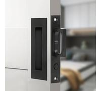 AcxdJnye Pocket Door Hardware,Recessed Finger Flush Pulls with Edge Pull,Sliding Pocket Door Handles,Heavy Duty Edge Pull with Pop Out Ring Pull (Black, 4.72Inch)