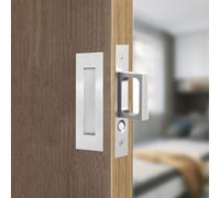 AcxdJnye Pocket Door Hardware,Recessed Finger Flush Pulls with Edge Pull,Sliding Pocket Door Handles,Heavy Duty Edge Pull with Pop Out Ring Pull (Silver, 4.72Inch)