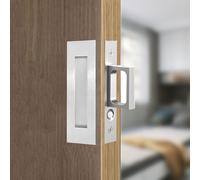 AcxdJnye Pocket Door Hardware,Recessed Finger Flush Pulls with Edge Pull,Sliding Pocket Door Handles,Heavy Duty Edge Pull with Pop Out Ring Pull (Silver, 6Inch)