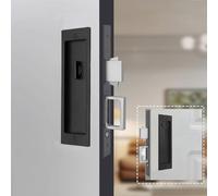 AcxdJnye Pocket Door Lock Hardware with Pull, Sliding Door Pop-Up Handle, Privacy Pocket Door Lock Hardware,keyed,Black