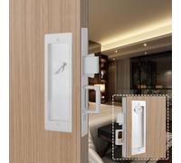 AcxdJnye Pocket Door Lock Hardware with Pull, Sliding Door Pop-Up Handle, Privacy Pocket Door Lock Hardware,keyed,Silver