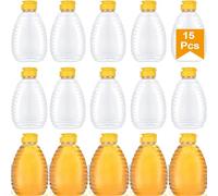 ACXFOND 15PCS 16 Oz Honey Jars, Empty Honey Containers, Clear Plastic Honey Jars, Squeeze Honey Bottle with Leak Proof Flip, Top Caps for Storing and Dispensing