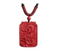 Acxico 1 Pcs Chinese Natural Red Organic Cinnabar Dragon Necklace Pendant Lucky Amulet Hot, Porcelain Cinnabar