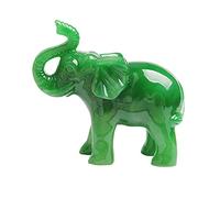 Acxico 1 pcs Jade Green Feng Shui Wealth Lucky Elephant Statues Figurine Home Decor Gift