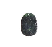 Acxico 1 pcs Natural Black Green Jade Carved Dragon Phoenix Necklace Pendant