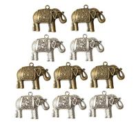 Acxico 10PC Retro Elephant Charms - 38 * 48mm Bohemian Style Pendants for DIY Necklaces Earrings Handmade Jewelry Supplies