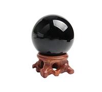 Acxico 1Pcs 60mm Natural Black Obsidian Sphere Crystal Ball Healing Stone + Free Stand