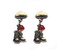 Acxico 2 Pcs Remembrance Soldier Veteran Helmet Boot Enamel Brooch Red Poppy Pin Badge