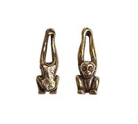 Acxico 2Pcs Chinese Antique Bronze Small Handle Lucky Gibbon Monkey Pendant