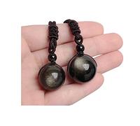 Acxico 2pcs Rainbow Eye Obsidian Golden Obsidian Bead Pendant Necklace Jewelry for Woman Men (Type1 18mm +Type2 20mm), Stone