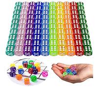 Acxilexy 100 Pieces Dice Set, 14mm Solid Game Dice Set with 10 Colors, 6 Sided Acrylic Dice, Translucent Rounded Corners Dice for RPG MTG DND and Other Table Games, Dice Games, Math Teaching