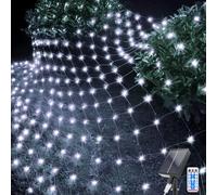 Acxilexy 198 LED Solar Net Lights Outdoor, 6.6 Ft x 9.8 Ft Mesh Fairy Lights with 8 Modes, Remote Control Mesh Fairy Lights, Waterproof Fairy Net Lights for Xmas Tree Lawn Bushes Fence Wall
