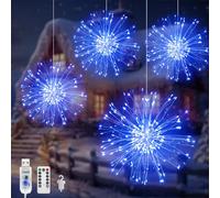 Acxilexy 4 Pack Fireworks, 480 LEDs USB Powered Hanging Lights with 8 Modes, Waterproof, Remote Control, Copper Wire Hanging Lights for Garden Yard Tree Decor