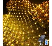 Acxilexy 96 LED Solar Net Lights Outdoor, 4.9 Ft x 4.9 Ft Mesh Fairy Lights with 8 Modes, Remote Control Mesh Fairy Lights, Waterproof Fairy Net Lights for Xmas Tree Lawn Bushes Fence Wall