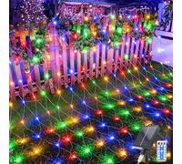 Acxilexy 96 LED Solar Net Lights Outdoor, 4.9 Ft x 4.9 Ft Mesh Fairy Lights with 8 Modes, Remote Control Mesh Fairy Lights, Waterproof Fairy Net Lights for Xmas Tree Lawn Bushes Fence Wall