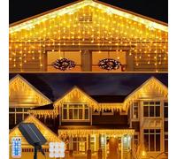 Acxilexy Solar lcicle String Lights Outdoor, 26 Ft 288 LEDs Christmas lcicle Lights with 48 Drops, Remote Control, Waterproof 8 Lighting Modes String Lights for Window, Xmas, Garden Decoration