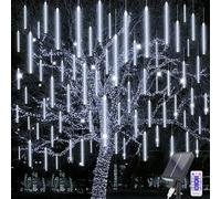 Acxilexy Solar Meteor Rain Lights, 30 cm 10 Tubes 240 LEDs String Lights Christmas Outdoor, IP67 Waterproof Meteor Rain String Lights for Christmas Party, Wedding, Garden, Tree