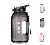 Acxilexy Water Bottle With Time Markings, BOTTLED JOY 2.5L Reusable Wide Mouth Bottle BPA Free, Runners Hand Grip Leak Proof Bottle, Two Drinking Methods for Jogging, Hiking, Gym