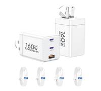 Acxuodzen USB C Charger Block 2 Pack, GaN III 3 Port USB Charger Block with 4 Pack 6FT USB C to C & USB A to C, PD QC PPS Fast Compact Foldable Charging Blocks for iPhone/MacBook/iPad, White