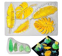 Acxydm 2PCS Palm Leaf Plantain Leaf Chocolate Molds, 3D Silicone Cake Mold for Making Sugar Craft, Cupcake, Cookies