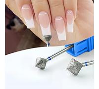 Acycoin2A 2Pcs 10mm Rhombus Diamond Nail Drill Bit 3/32" Rotary Burr Manicure Pedicure Grinding Head Nail Cutters for Professional and Home Use