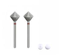 Acycoin2A 2PCS 10mm Rhombus Diamond Nail Drill Bit 3/32" Shank Rotary Burr Nail Polishing Head Manicure Cutters Electric Drill Accessories Nail Mills Tools (Fine)