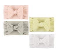 Aczyqws 4 Pcs Baby Headband Baby Turban Headband Baby Girl Headbands Baby Girl Bows Newborn Hair Bands for Newborn Baby, Toddlers