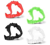 Aczyqws 4 Pieces Vampire Teeth Plastic Glow in the Dark Vampire Teeth Kids Halloween Party Masquerade Party Dracula Costume Accessories