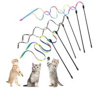 Aczyqws 6 Packs Cat Wand Toy Set, cat toy wands,30cm Cat Interactive Wand with 60cm Rainbow Ribbon StringCloth String for Pet Kitten Training Exerciser Kitten Catcher