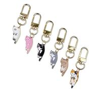 Aczyqws 6 Pcs 6 Color Enamel Cat Keychain Cat Enamel Keychains Clips Alloy Trigger Snap Hooks Keyring with Cat Pendants Cat Charms Key Chains Cats Hanging Pendants Keyring for Purse Backpack Ornament