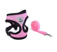 Aczyqws harness for cats,Soft Mesh No Pull Cat Harness and Lead Set for Walking, Escape Proof Kitten Vest Harnesses for Small Animals Rabbit/Mouse/Cats, Cool Cat Collar (pink)