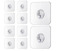 Aczyqws Magic Hooks, Transparent Self-Adhesive, Removable Without Nails Heavy Duty Sticky Hooks for Kitchen, Bathroom, Door Wall,10 Pack