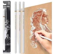 Aczyqws White Charcoal Pencils Drawing, Highlight Sketch White Pencil charcoal for Artists, White Drawing Pencils for Artists Beginner Student Designer, Soft/Medium/Hard White Charcoal Sketch Pencils