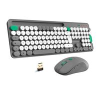 AD Advance - PEP'S, Wireless Keyboard and Mouse Set, Ultra Silent Round Keys and Clicks, 2.4GHz Wireless Connection, Writing Machine Design, Numeric Keypad, Smartphone Holder Included, Grey