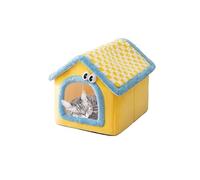 AD-BCrbgen Cute Kennels PP Cotton Fluffy Dogs Room Half-Closed Puppy Sleeping Nest Foldable Home Pet Products(Yellow,M)