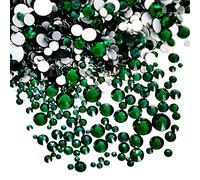AD Beads 1440 Pieces Mixed Size No Hotfix Glue on Quality Glass Flatback Rhinestones Round Crystal Gems (11 Emerald)