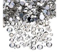AD Beads 1440 Pieces Mixed Size No Hotfix Glue on Quality Glass Flatback Rhinestones Round Crystal Gems ( 01 Crystal )