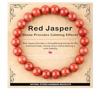 AD Beads - Handmade Bracelet 4mm 6mm 8mm 10mm Natural Stone for Peace and Calm Meditation Yoga Healing Energy Gift for Unisex, 6 mm, Red Jasper, stone