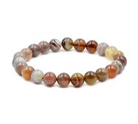 AD Beads Natural Gemstone Round Beads Stretch Bracelet Healing Reiki 8mm, 7", elastic, botswana agate
